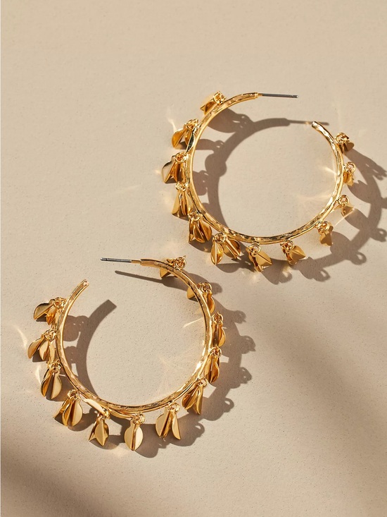Jewelry - New Anthropologie Botanical Burst Gold Hoop Earrings